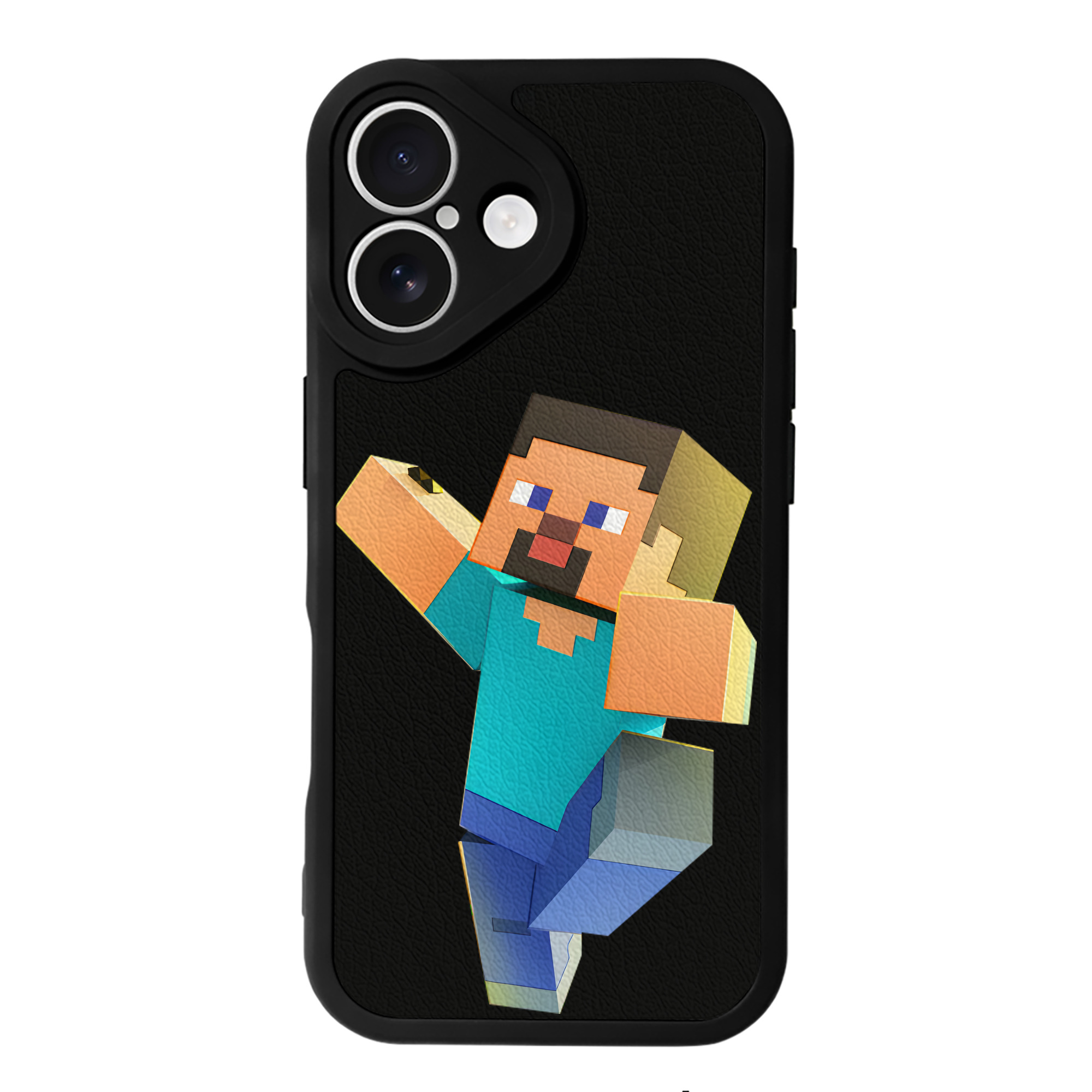 （画像用） マインクラフト ブロックの世界 Minecraft MC Block world 【iPhone 16シリーズ対応】シリコンスマホケース（レザー調） 材質：シリコン
